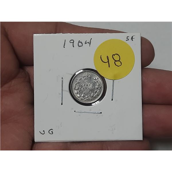1904 Canada Silver 5 Cents.