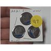 Image 1 : (3) 2021 Canadian 10 Cent - 100th anniversary of the Bluenose schooner (3) Coloured Coins.