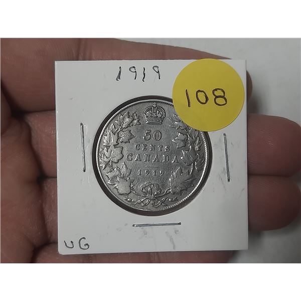 1919 Canada Silver 50 Cents.