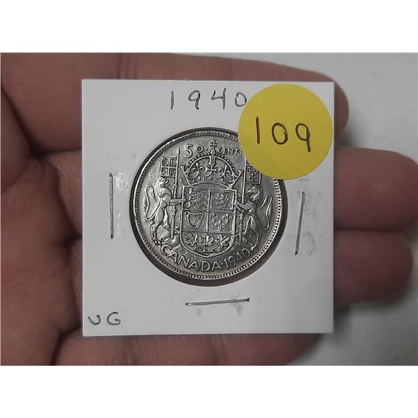 1940 Canada Silver 50 Cents.