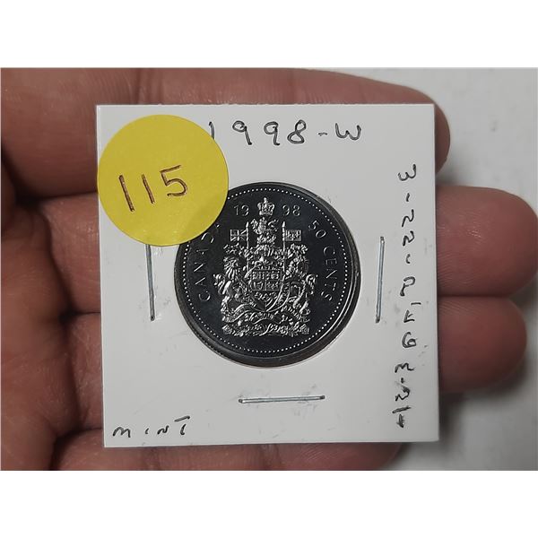 1998-W Canada Proof Like 50 Cents.