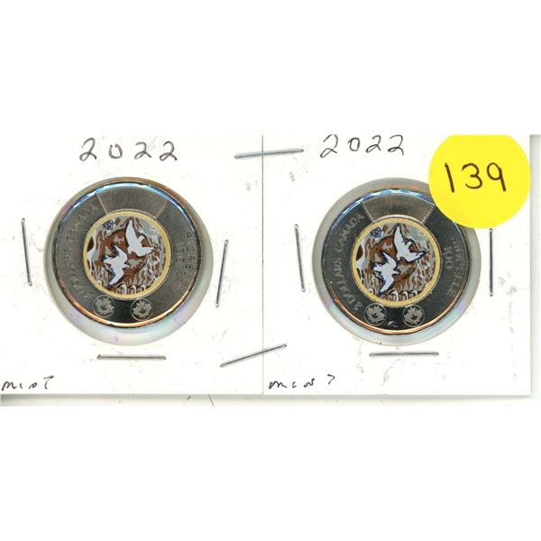 (2) 2023 Canadian $2 commemorative coins honoring the 100th anniversary of the birth of artist Jean 