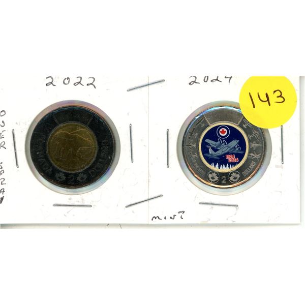 2022 Canadian $2 coin, also known as a "toonie," featuring a unique black outer ring created by the 