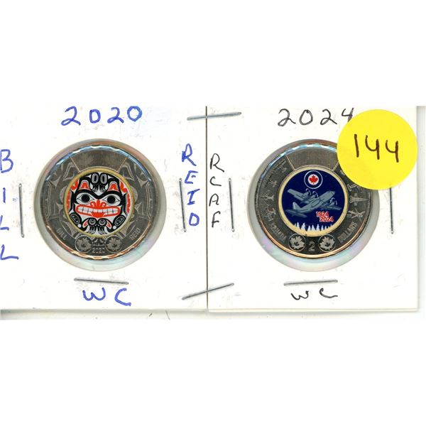 2020 Canadian $2 "Toonie" coin commemorating artist Bill Reid, featuring a colored design of the Xhu