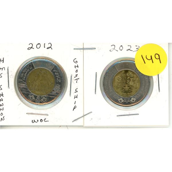 2012 Canadian Two Dollar coin commemorates the War of 1812 and features the HMS Shannon on its rever