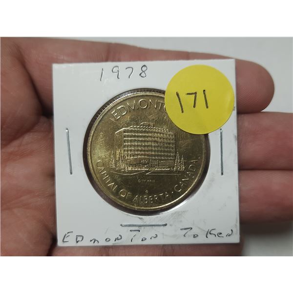 1978 token celebrates Edmonton as the host city for the Commonwealth Games.