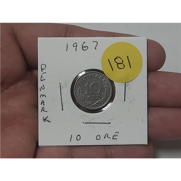 1967 Denmark 10 Øre Coin.