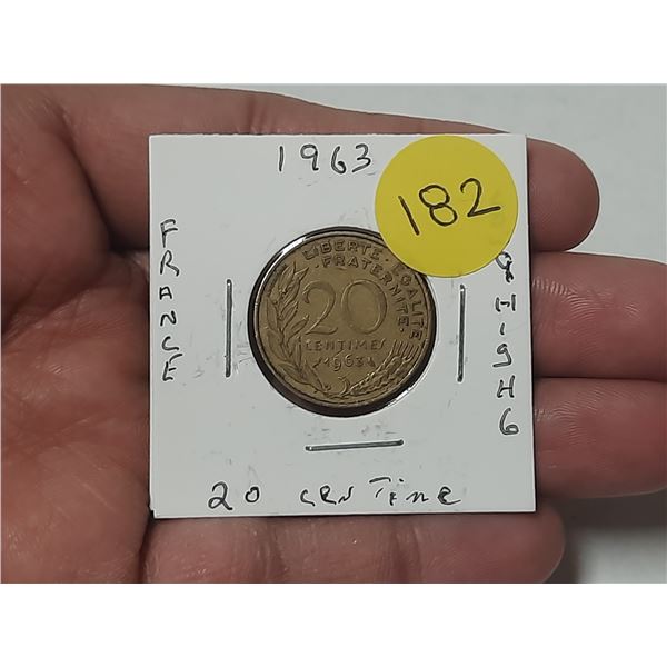 1963 France 20 Centimes Coin.