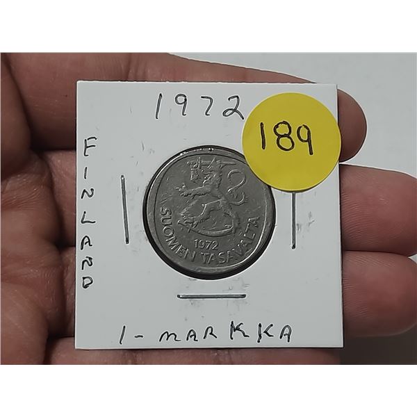 1972 Finland 1 Markka Coin.