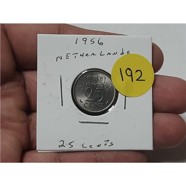1956 Netherlands 25 Coin.