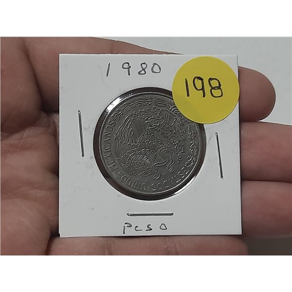 1980 Mexico 1 Peso Coin.