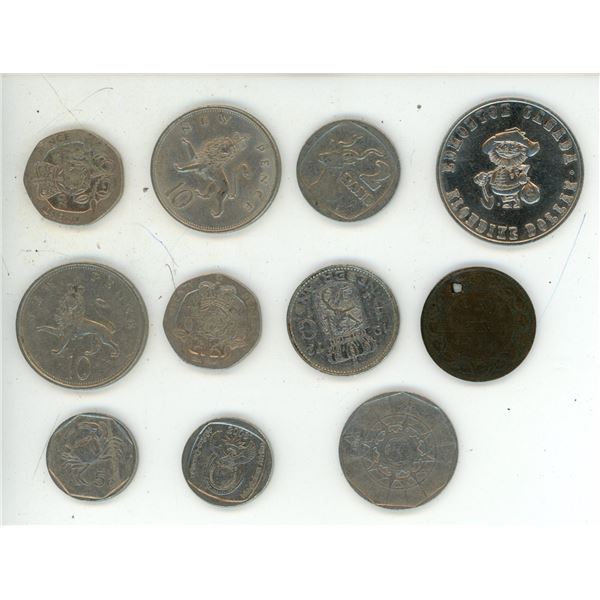 Collection of various vintage world coins.