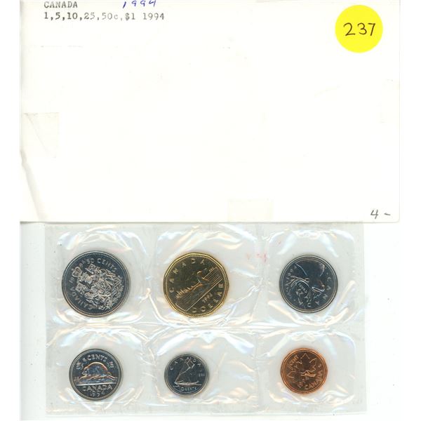 1994 Canada Uncirculated Proof Like Coin Set.