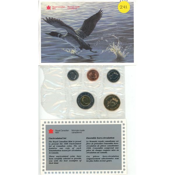 1998 Canada Uncirculated Proof Like Coin Set. (Two Coins Missing)