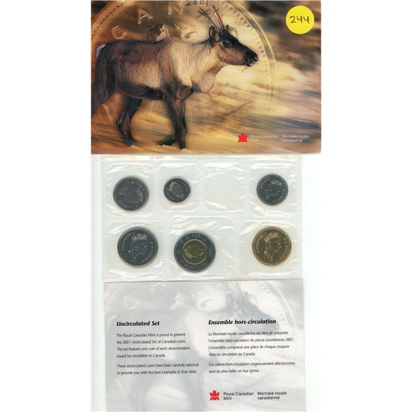 2001 Canada Uncirculated Proof Like Coin Set.