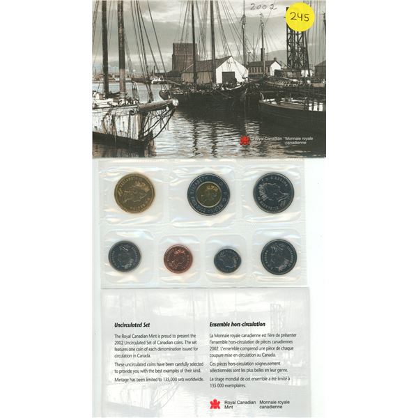 2002 Canada Uncirculated Proof Like Coin Set.