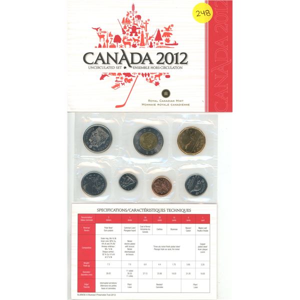 2012 Canada Uncirculated Proof Like Coin Set.