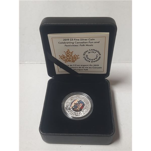 2019 $3 Fine Silver Coin Celebrating Canadian Fun and Festivities : Folk Music.