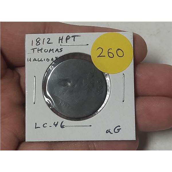 1812 Lower Canada Pre-Confederation Half Penny Token. Made by Thomas Halliday.  LC-46. About Good.