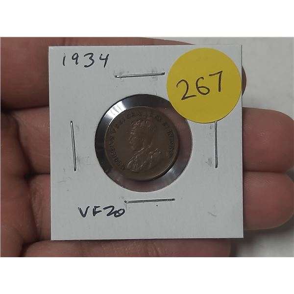 1934 Canadian Small Cent. VF20.