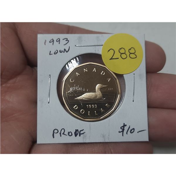 1993 Loonie Dollar. Proof with Ultra Heavy Cameo.
