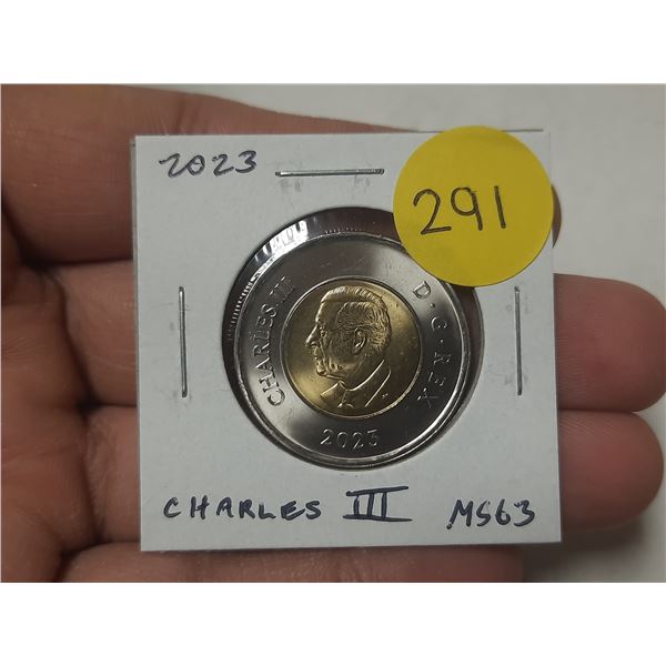 2023 Charles III $2 Toonie. First issue of the new king. MS63 from a roll.