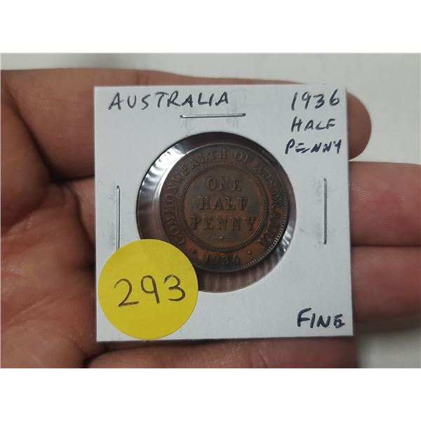 Australia. 1936 Half Penny. Last issue of King George V. Fine.