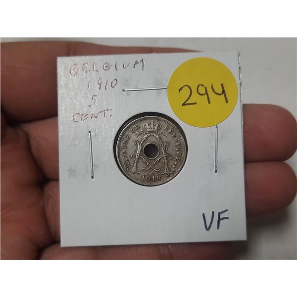 Belgium. 1910 5 Centimes. VF.