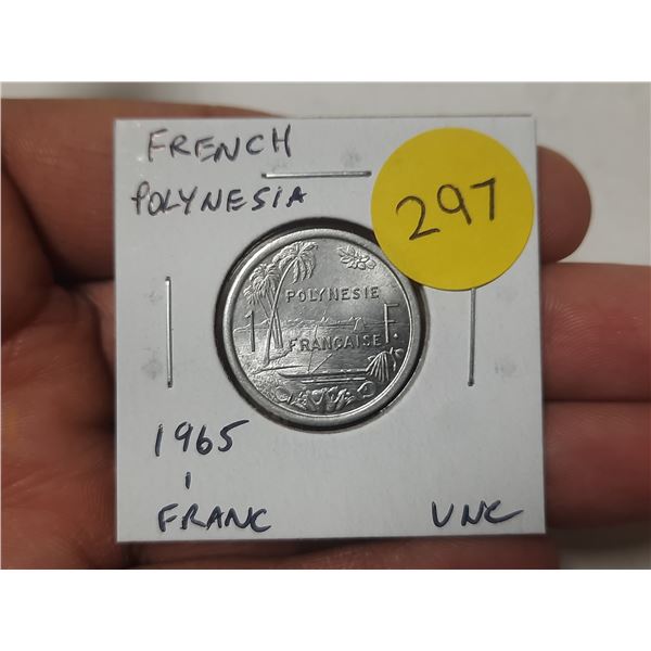 French Polynesia. 1965 1 Franc. Uncirculated.