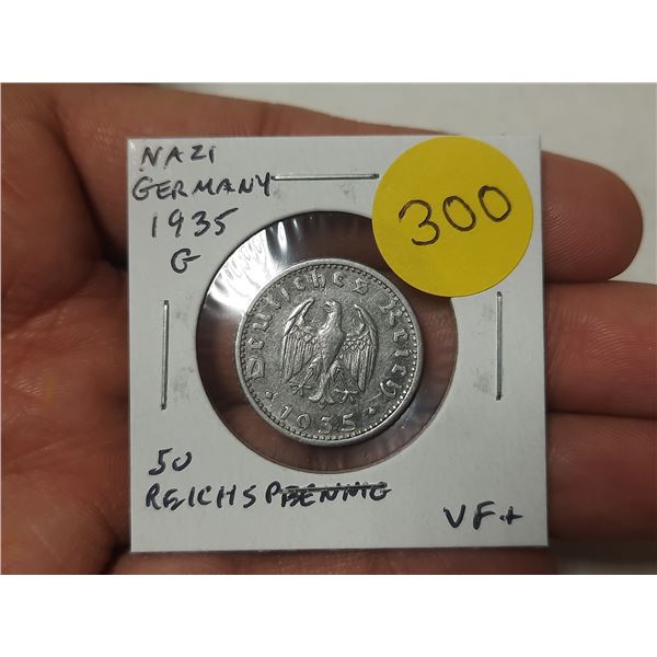Nazi Germany. 1935G 50 Reichspfennig. Eagle. VF+.