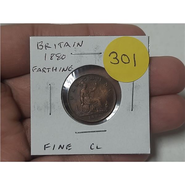 Great Britain. 1850 Farthing. Young Head Queen Victoria. Fine. Cleaned.