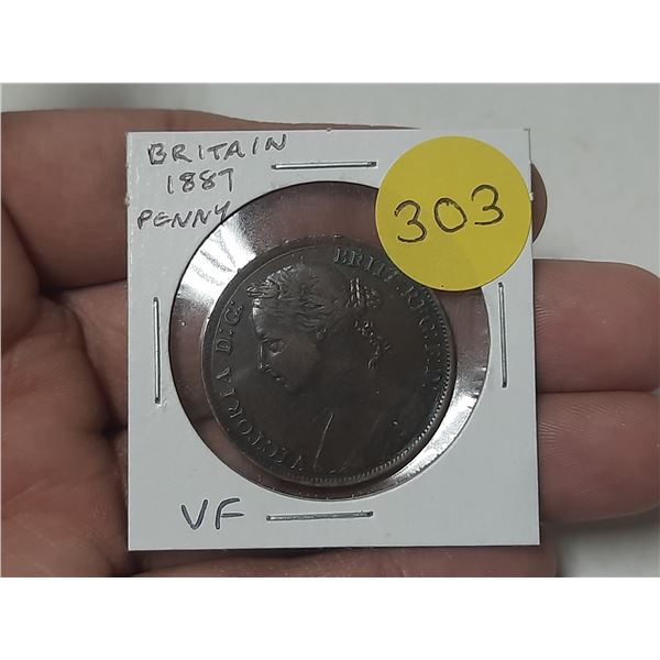 Great Britain. 1887 Penny. Young Head Queen Victoria. VF.