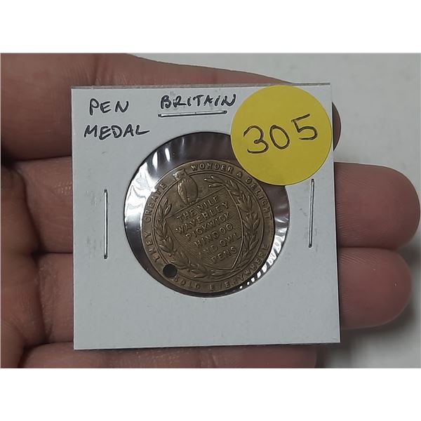 Great Britain. Brass pen medal. George III obverse. Made for a company that sells pens including Wav
