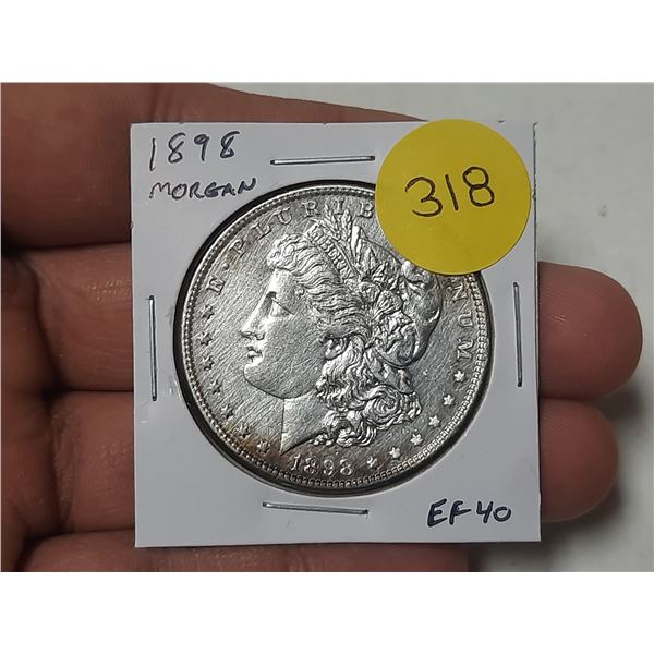 U.S. 1898 Morgan Silver Dollar. EF40.