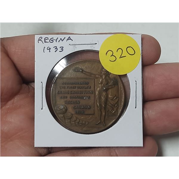 Regina. 1933 medal. Commemorating the First World’s Grain Exhibition and Conference Regina 