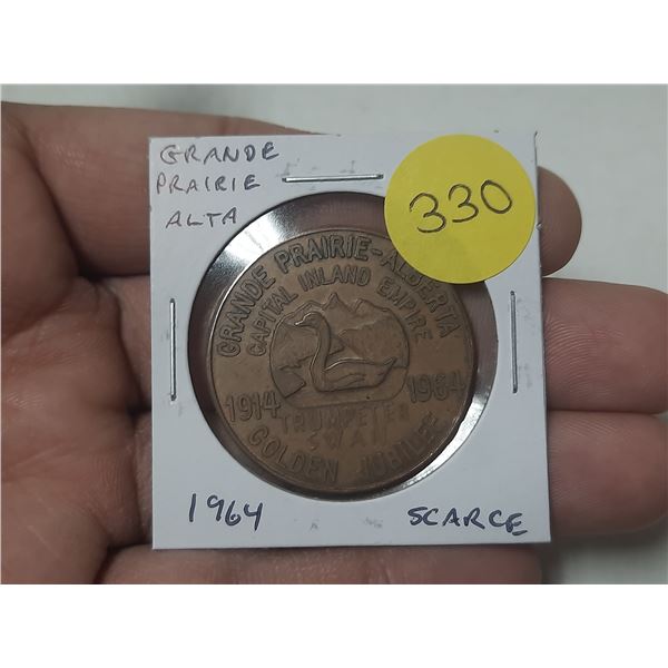 1964 Grande Prairie Alberta Trade Dollar. Scarce. EF.