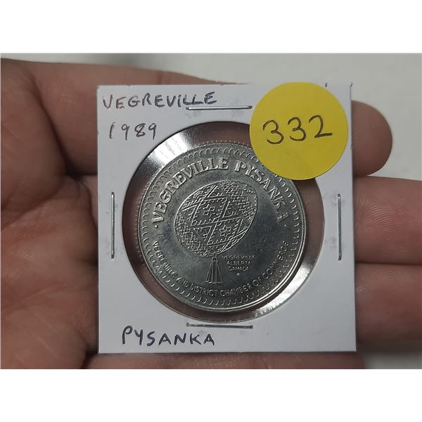 1989 Vegreville Alberta Trade Dollar. Giant Pysanka. Unc.