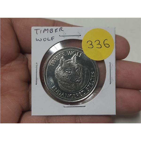 Timber Wolf medal. Endangered Species. BU.