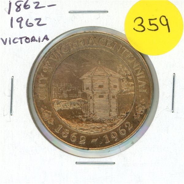1862 – 1962 Victoria BC Centennial large trade dollar. Unc.