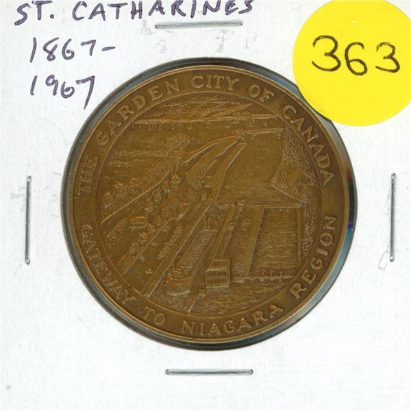 1867 – 1967 Centennial medal issued by St. Catharines, Ontario. Large medal. Unc.
