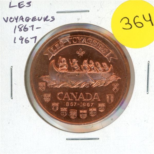 1867 – 1967 Centennial medal. Les Voyageurs. Large Bronze. BU.