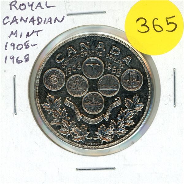 1908 – 1968 60th Anniversary of the Royal Canadian Mint medal. Honouring 60 Years of Numism