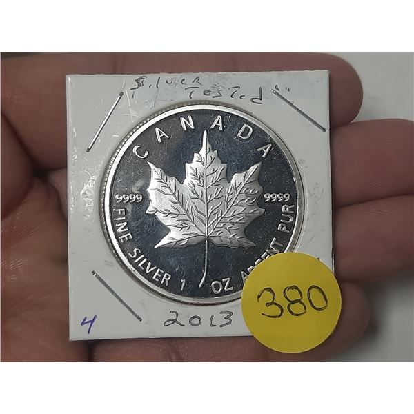2013 Canada Silver Five Dollar Coin, Tested @ 92.5% Silver.