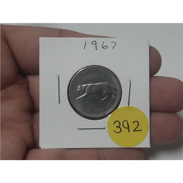 1967 Canada Silver 25 Cent.