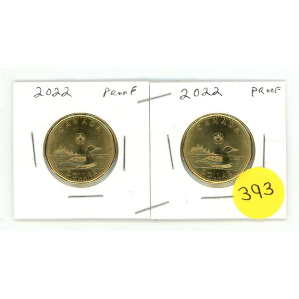 (2) 2022 Canada Proof Like One Dollar.