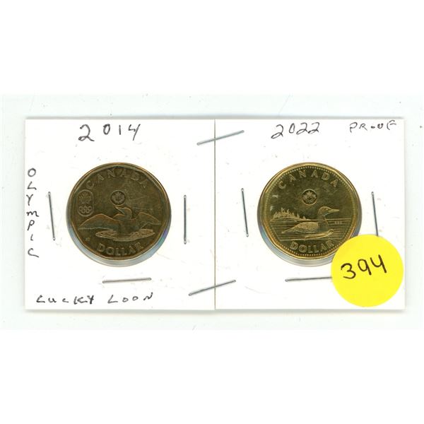 2014 Olympic and 2022 Proof Like Canada One Dollar.