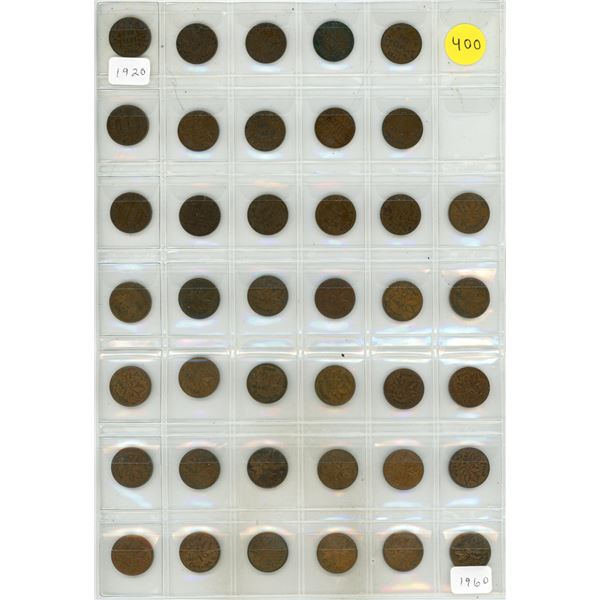 1920-2012 Canada Small Cents. (Missing 1925 & 1931) (Total Coins - 95)