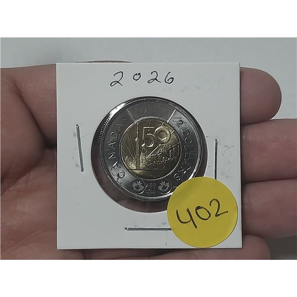 2026 $2 50th anniversary of the CN Tower. (Uncolored)