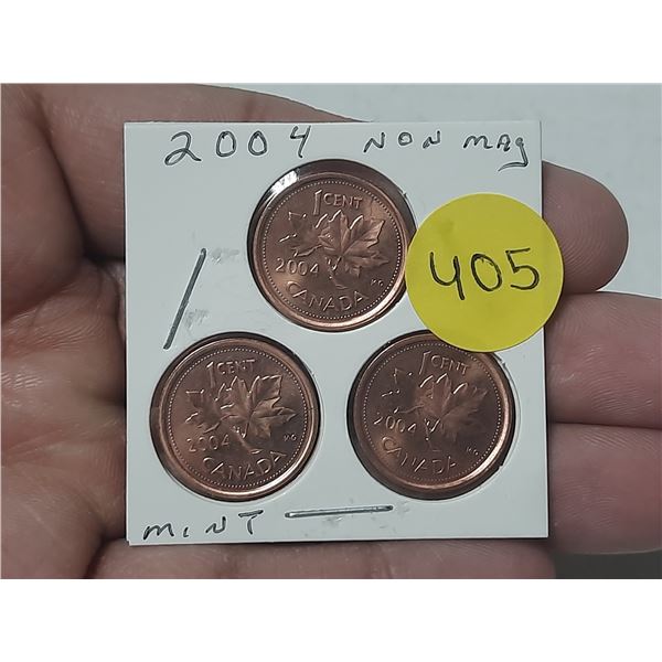 (3) 2004 Canada Small Cent. (Non Magnetic) - Mint