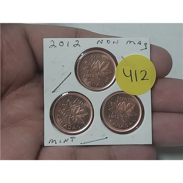 (3) 2011 Canada Small Cent. (Non Magnetic) - Mint